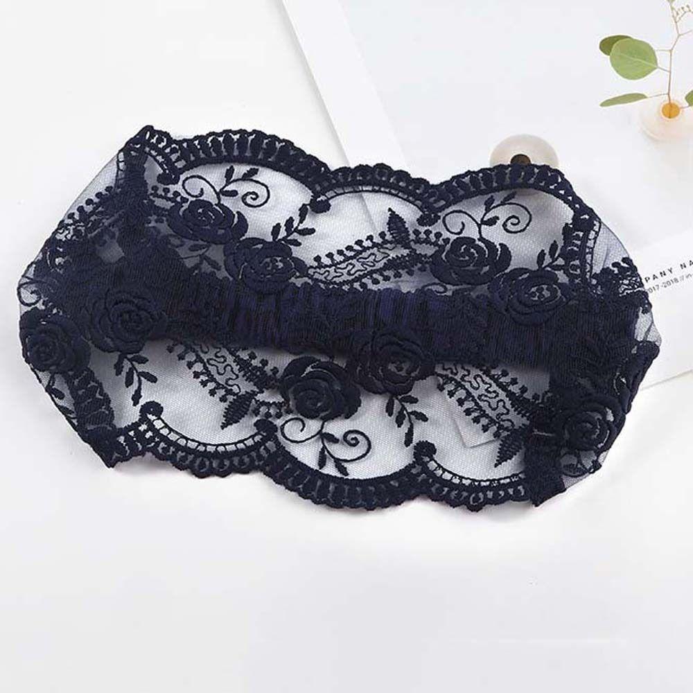 Hair Hoop Lace Flower Headband Non Slip Wide Side Head Wrap Fashion Mesh Hollow Hairbands  Daily