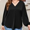 Large size women's simple intellectual style T-shirt spring and summer fashion versatile V-neck slim top