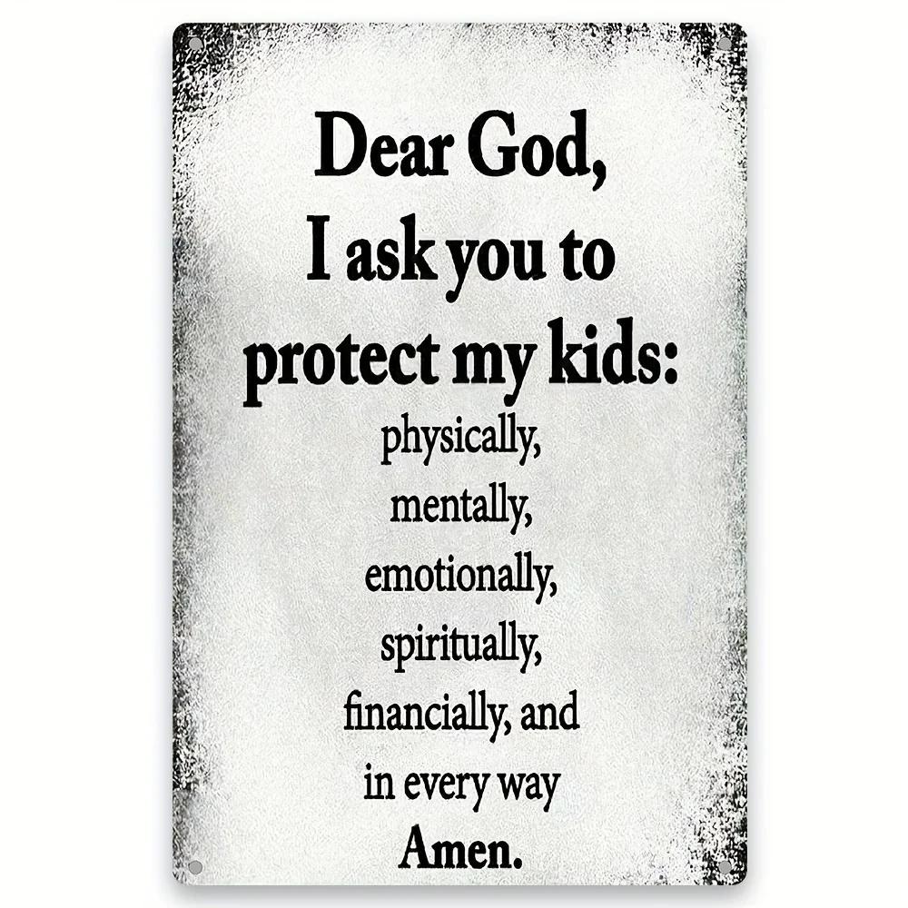 Vintage Metal Tin Poster Dear God Psalm Bible Metal Tin Signs Posters Plate Religious Home Decoration for Cafe Clubs Home Church