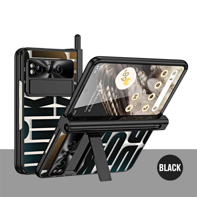 

Роскошный кронштейн-шарнир для ПК Чехол-книжка для складного телефона для Google Pixel Fold 5G со слотом для стилуса Защитная крышка с полным покрытием из стекла для экрана For Pixel Fold&With pen slot чёрный