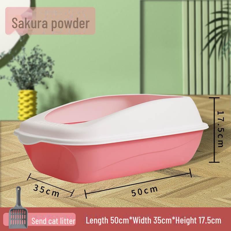 Large Semi-Enclosed Cat Litter Box with Anti-Splash Design and Shovel