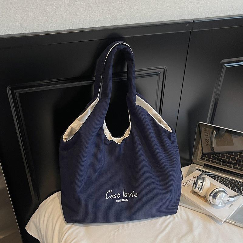 

Casual bag Women s shoulder bag Large capacity tote bag High value handbag Class commuter shopping Canvas bag синий