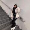 Women's White Faux Fur Longline Coat, Thick Plush Teddy Jacket, Winter Warm Outerwear
