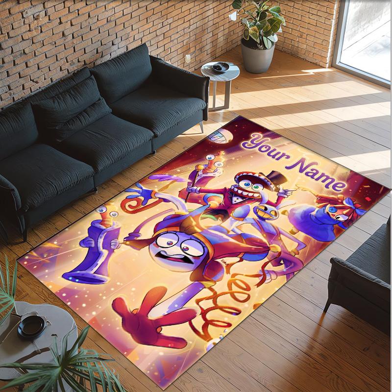 Personalized Crystal Velvet Carpet Custom Name Text,The Amazing Digital Circus Anti Slip Area Rug For Home Decoration