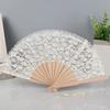 Lacework Handheld Fan with Wood Frame Decorative Fan For Wedding Ceremony Cooling Fan for Bridal Shower Decoration