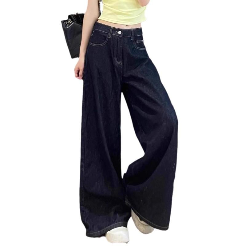 Plus Size Women’s High Waist Retro Wide-Leg Jeans - Autumn Relaxed Fit