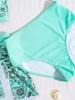 Bikini Due Pezzi Stampa Coulisse Vita Alta Taglie Forti Set Tre Pezzi Elegante