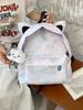 Cartoon Cat Ear Backpack For Girls With Nylon Material And Spacious Design For Daily Use