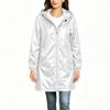 Women's Lightweight Long Hooded Windbreaker Jacket Water Resistant Casual Outdoor Coat with Full Zip Closure and Elastic Cuffs