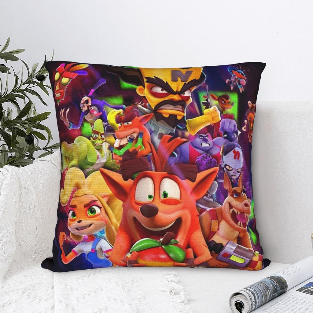 Decorative Pillowcases Crashs Bandicoots Cartoon Merch Bedroom Video Game Throw Pillow Case Cover Drop Shipping Multiple Sizes
