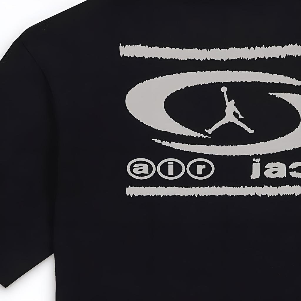 Jordan X Travis Scott Collaboration Ss24 Crew Neck Straight Fit Letter Print Short Sleeve T-Shirt Unisex Tops Black DZ5515-011