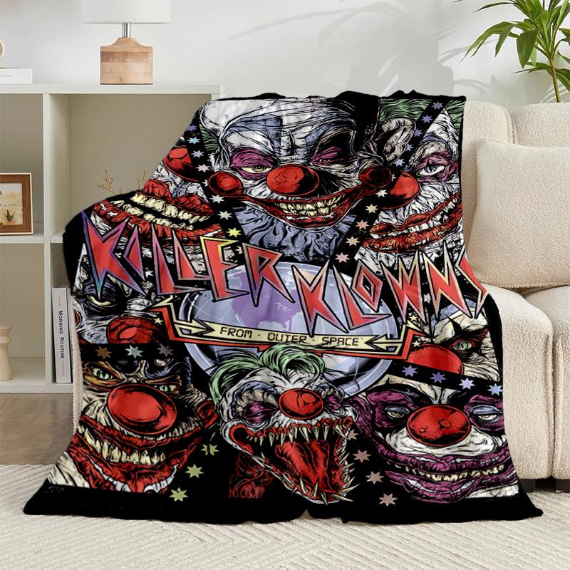 1PC Scary Clown Horror Flannel Blanket Gift, Suitable for Both Men And Women, Soft Ideal for Beds And Sofa, Birthday Or Christmas Gift