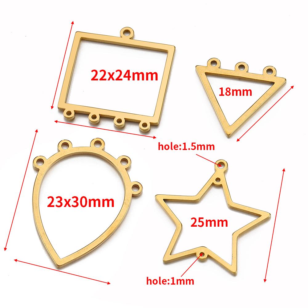 10pcs Stainless Steel Geometric Stamping Blank Drop Porous Connector Pendant Charms Necklace Earrings Jewelry Making DIY