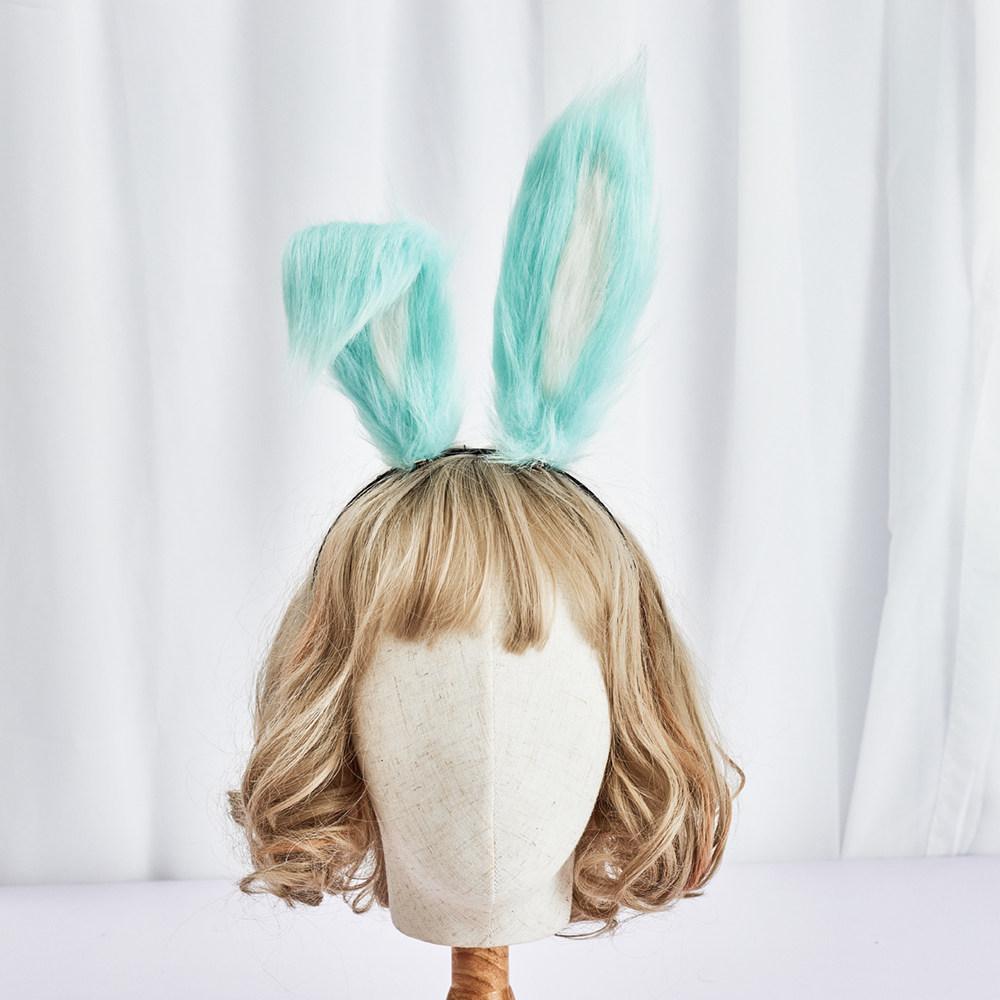 Original Hecho a Mano Lolita Plegable Orejas de Animal Orejas de Conejo KC Accesorios para el Cabello Pasador Diadema Lolita con Peluche