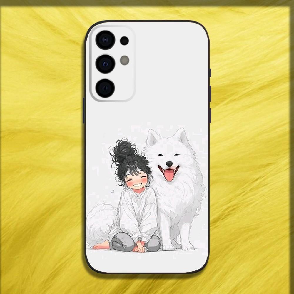 Cute Kid Girl Dog Phone Case For Samsung S25,S24,S21,S22,S23,S30,Ultra,S20,Plus,Fe,Lite,Note,10,9,5G Black Soft Cover