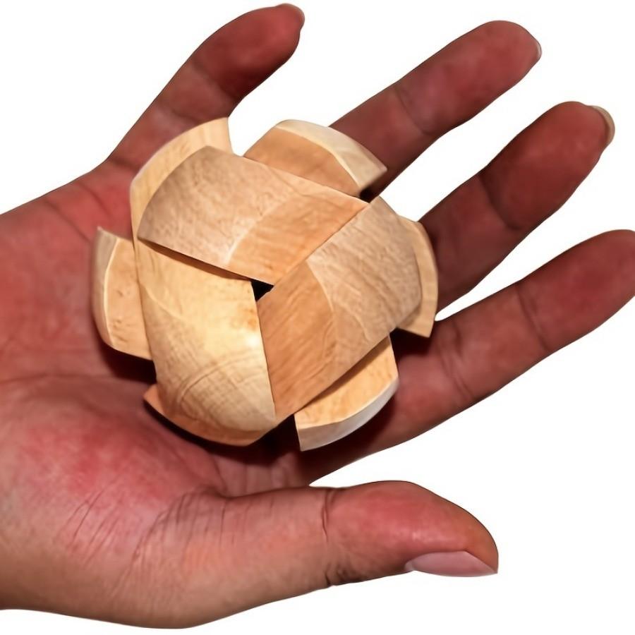 Puzzle 3D in legno Kongming Lock - Rompicapo con palla per rilassarsi, gioco di intelligenza da tavolo, (Design del calcio), Rilascio di pressione in ufficio, puzzle