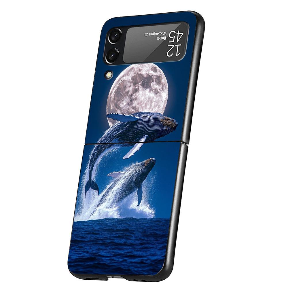 

Humpback Whale Sea Giant Cover Phone Case For Samsung Galaxy Z Flip 7 6 5 4 3 5G Flip7 Flip6 Flip5 Flip4 Flip3 Black Fundas Shel Samsung Z Flip 3