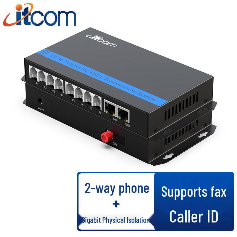ITCOM Telephone Fiber Optic Converter 2-way Gigabit Isolation