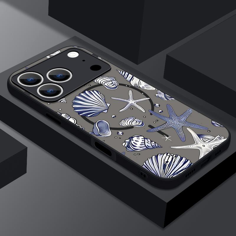 Sea Turtle Conch Whale Pattern Case For iPhone 17 Pro Max Magnetic For Magsafe Matte Cover For iPhone 16 Pro Max 15 14 13 16E Air