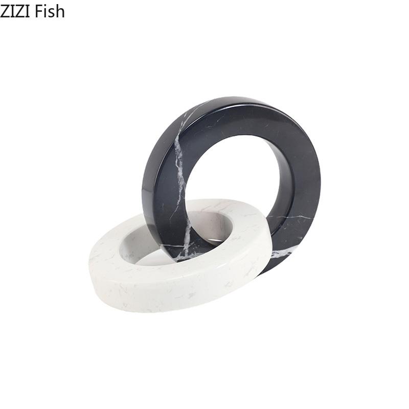 Marble Geometric Ring Square Annular Knot Statue Abstract Crafts Desk Decoration Creative Knot Sculpture Room Aesthetics Decor