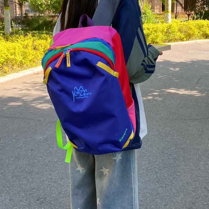 Schoolbag Alpaca Dopamine Contrast Backpack Outdoor Men's and Women's Trend Brand Light Travel Mountaineering Bag Student School Bag