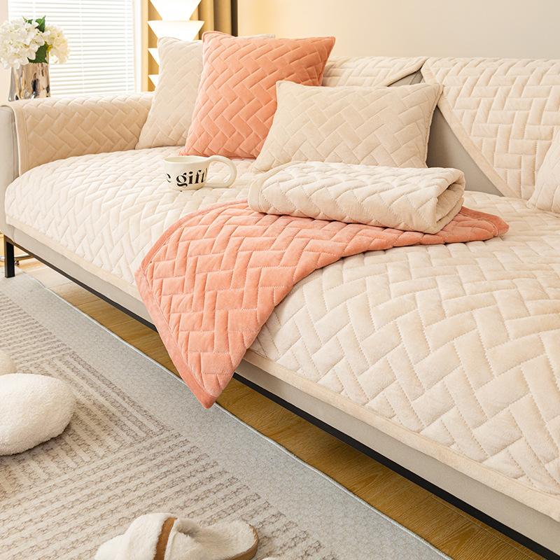 Plush Sofa Cushion Winter Cream Wind Milk Suede Sofa Cover All-Inclusive Full Cover Towel Cover Cloth Non-Slip Seat Cushions