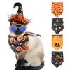 Polyester Halloween Dog Triangle Towel With Bell Pumpkin Dog Bandana Halloween Pet Scarf  Christmas
