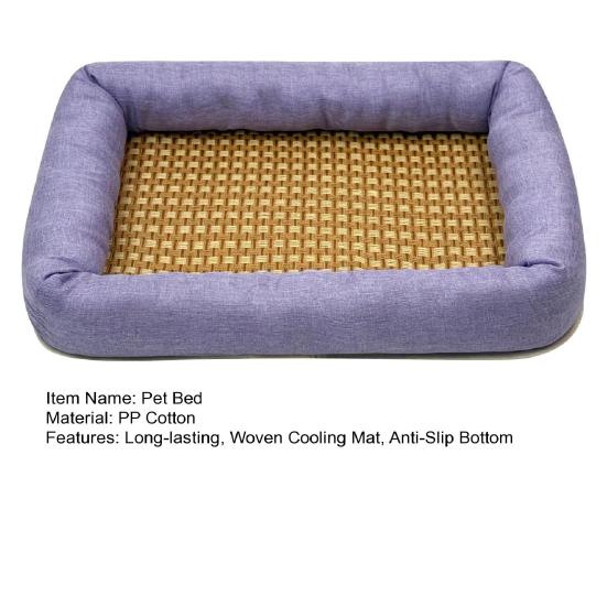 Summer Pet Cooling Bed Woven Cooling Mat Cat Bed Breathable Cooling Dog Bed with Raised Edges Anti-Slip Bottom for Small Dogs Cats