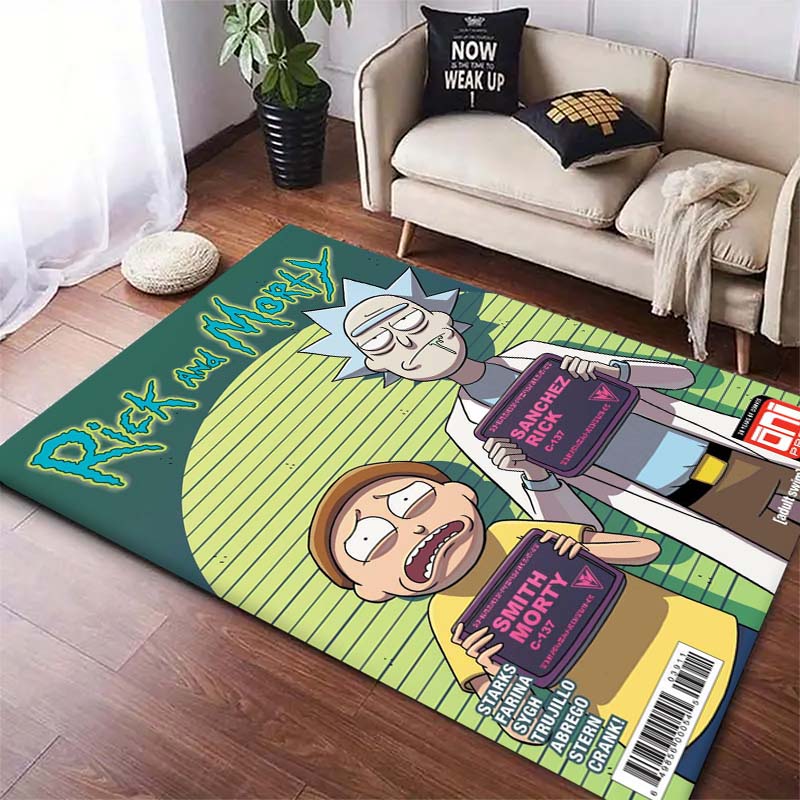 Rick and Morty pattern bedroom, living room, office decorative carpet, family bedroom headboard carpet, door mat, bathroom mat.