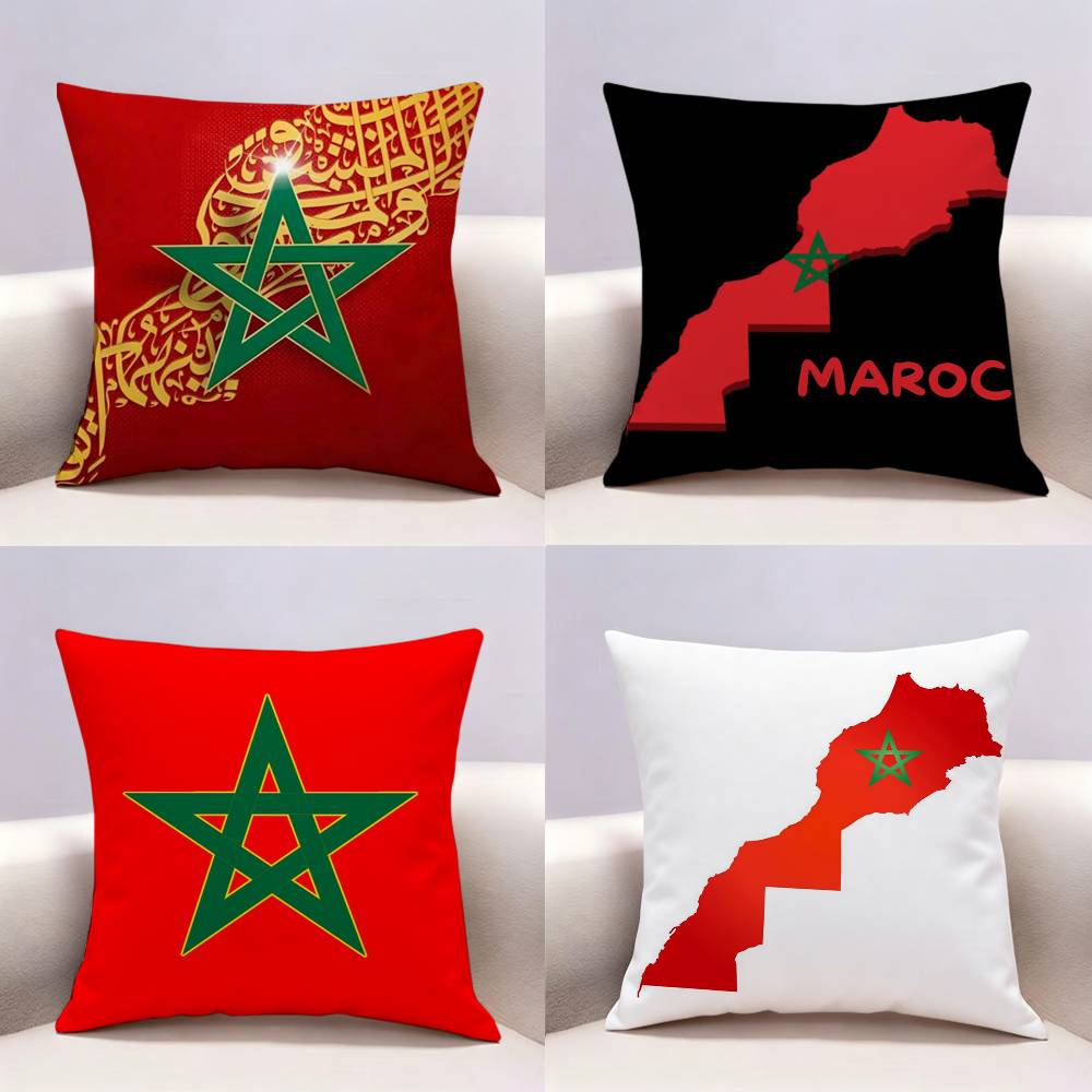 Morocco Map Flag Doublesided Print Pillow Case Cushion Cover Throw Pillow Case For Car Sofa