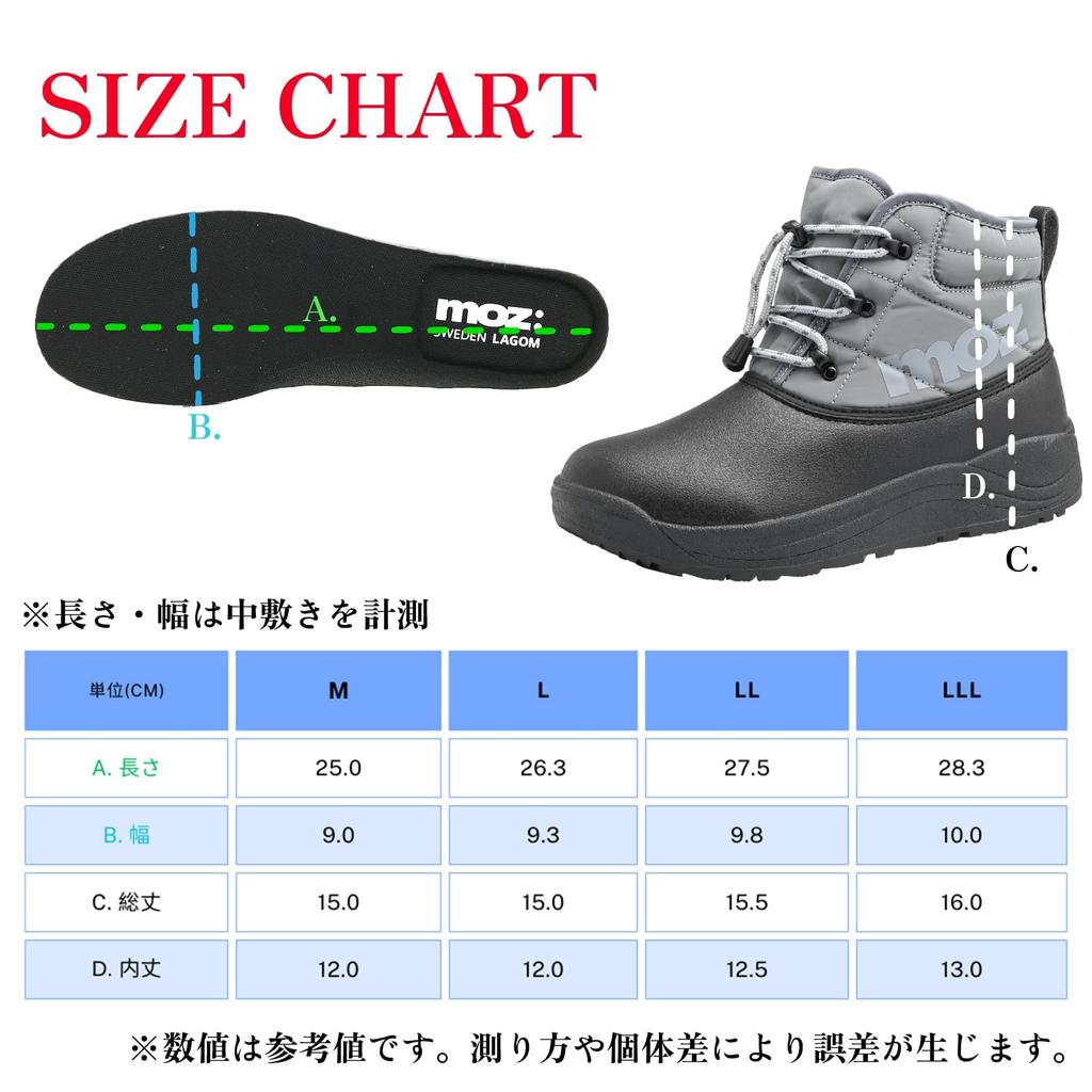 Mozu Bean Short Snow 5684 Boots, Men's Boots, Waterproof, Non-Slip, Water-Repellent, Fleece-Lined, Gray, (5684,GRY,LLL)