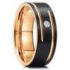 Mode 8mm Schwarz Poliert Wolfram Ehering Für Männer Eingelegten Zirkonia Edelstahl Verlobungsring Männer Ehering