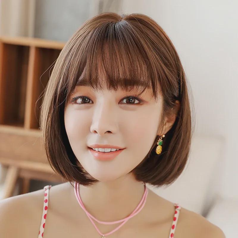 Women's Short Bobo Korean Bob Wigs - Realistic Straight Hair, Chemical Fiber