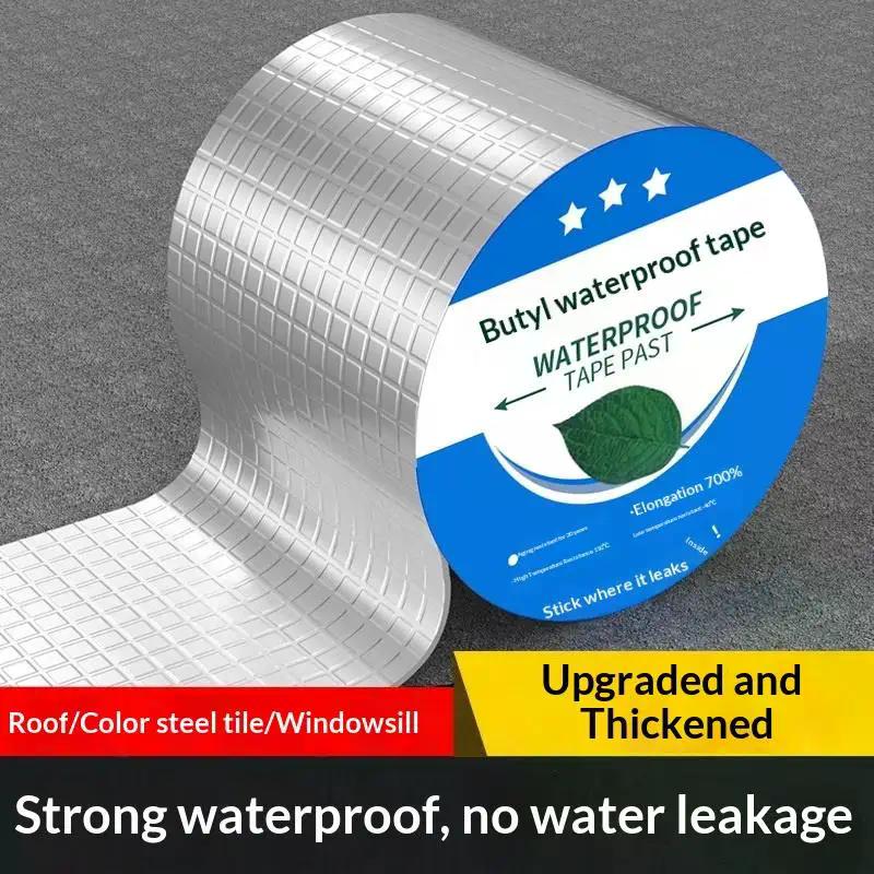 5M Super Klebriges Aluminiumfolien-Butylkautschuk-Band Temperaturbeständig Wasserdicht Dachrohr Leckstopper Riss Kanal Reparaturband