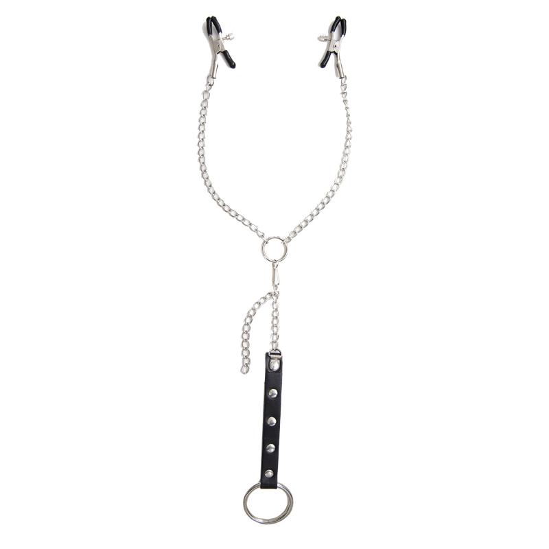 textureMetal Chain Nipple Clamps for Couples Adjustable Breast Clip Bondage Accessories for Sensual Bedroom Foreplay