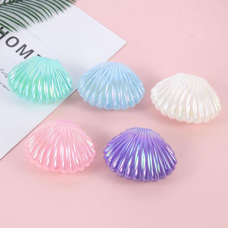 5pcs Colorful Shell Shaped Candy Gift Box Small Gift Jewelry Storage Box Girl Mermaid Theme Party Decorations Wedding Engagement