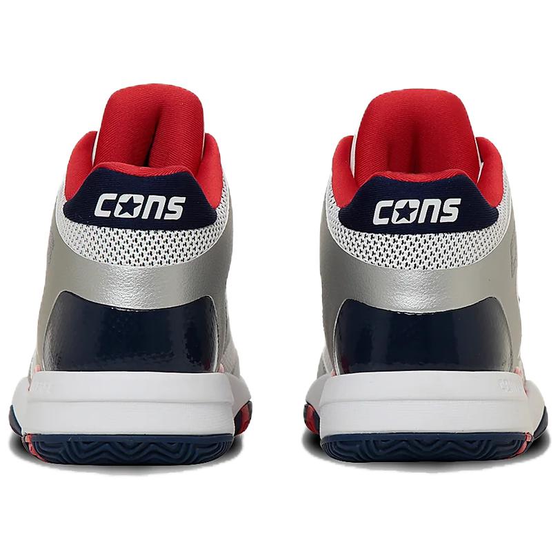 Converse CONS ACCELERATOR Breathable Mid top Basketball Shoes Men's White Silver 33500470