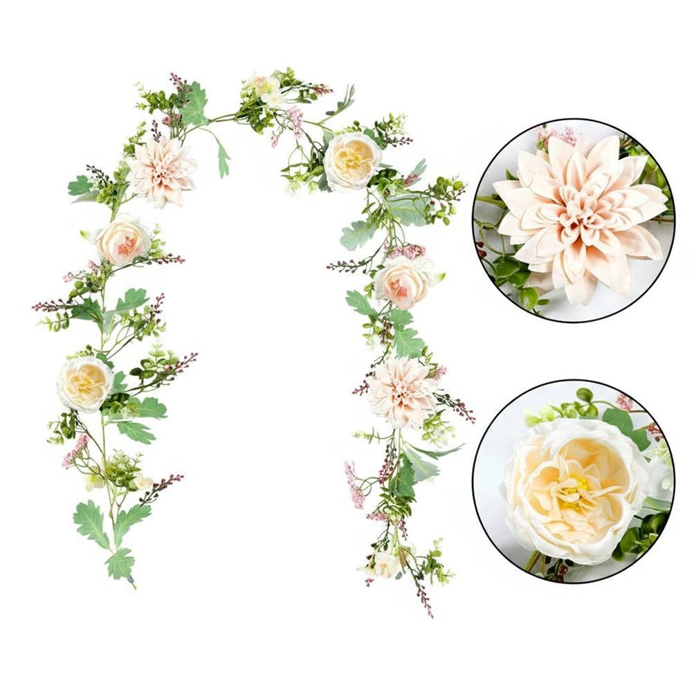 

Multicolor Artificial Poeny Flower Vine Green Leaves Photo Props Simulation Rose Vine Silk Petals Scene Landscaping бежевый