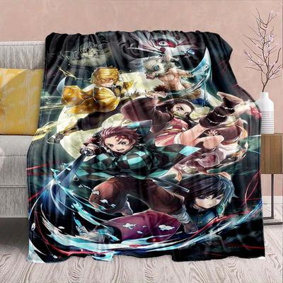 Demon Slayer Anime Flanelldecke - Weich Warm Perfekt für Sofa, Bettwäsche Camping Reise Büro Heimdekor -QJY