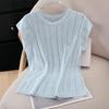 Women's Hollow Out Short Sleeve Knit T-shirt