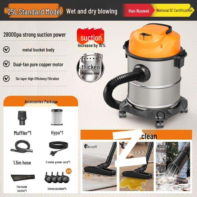 Compact Handheld Vacuum Cleaner with Strong Suction for Wet and Dry Use, Ideal for Initial Cleaning on Carpets