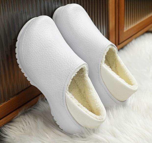 Fashion Fully covered EVA waterproof cotton slippers with black and white stripes and heels for outdoor casual cotton shoes