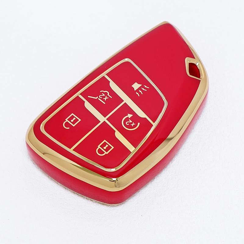 5 Buttons For GMC Yukon Gold Edge TPU Shell for Buick ENVISION S Plus Avenir for Chevrolet Tahoe Suburban Car Key Case Fob Cover