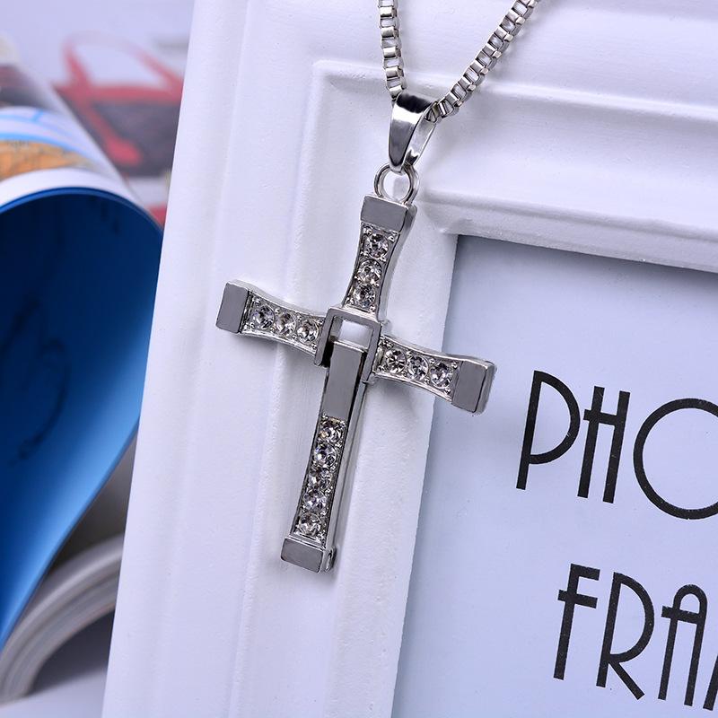 Necklace Necklace Alloy Fast And Furious 8 Necklace Cross Pendant With Diamonds