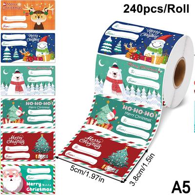 200-500 Pcs Christmas Stickers Christmas Tree Santa Hat Self-Adhesive Gift Tags Pvc Gift Wrapping Seals Decals Party Decorations