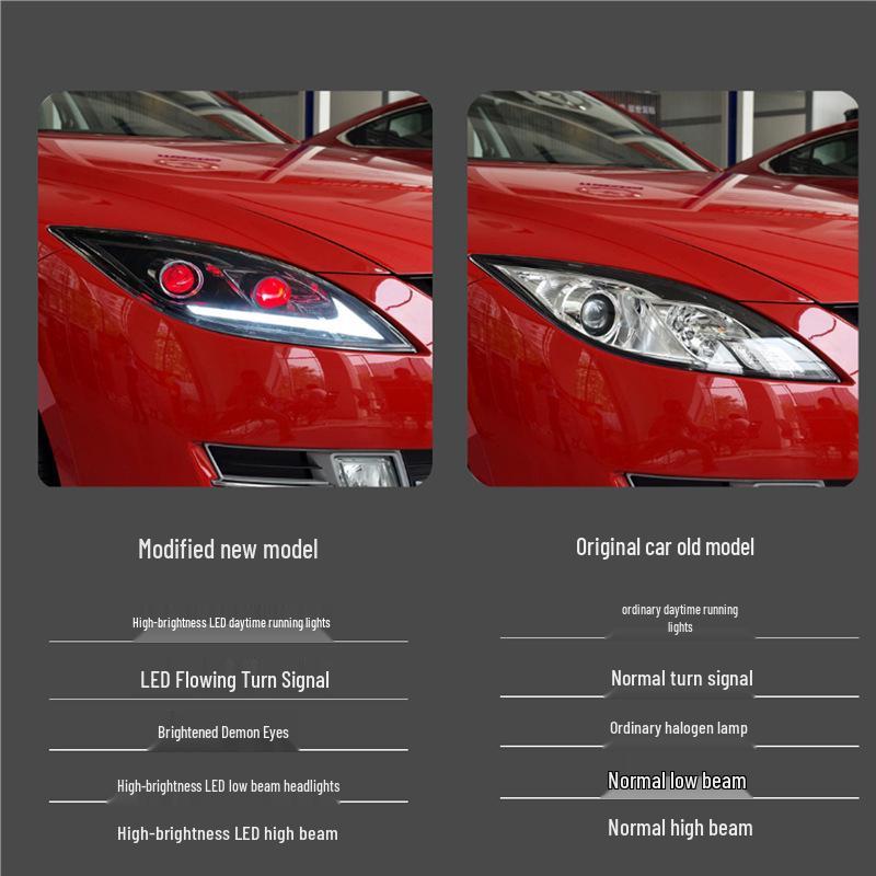 Compatible 09-16 Mazda RUIYI LED Devil Eye Projector Headlight with Flowing Turn Signal