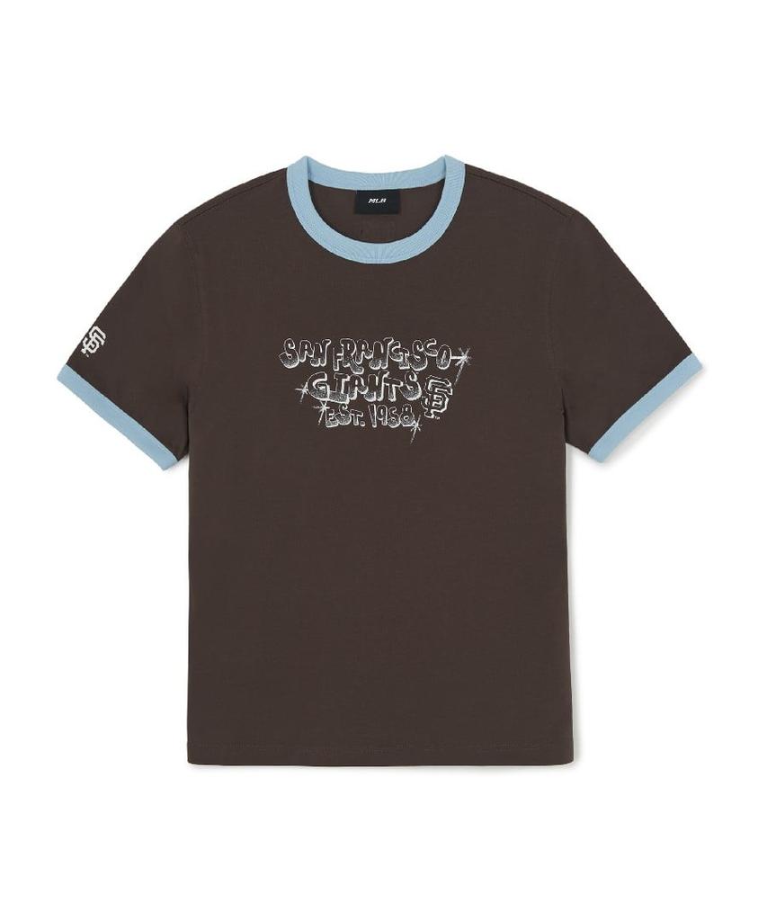 Emelbi Letter Graphic Regular Fit Ringer T-Shirt Sf (D.Brown)