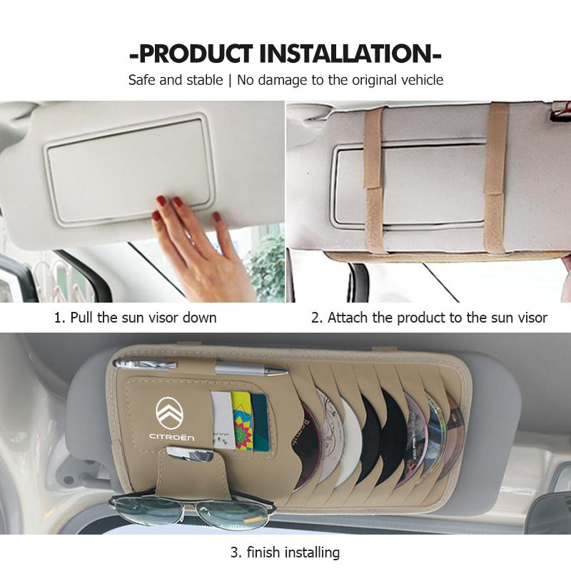 Car Sun Visor Organizer Multi-Pocket Card Sunglasses Holder For Citroen C4 C3 C5 C1 C2 C6 C4L DS3 DS4 Berlingo Picasso Jumper