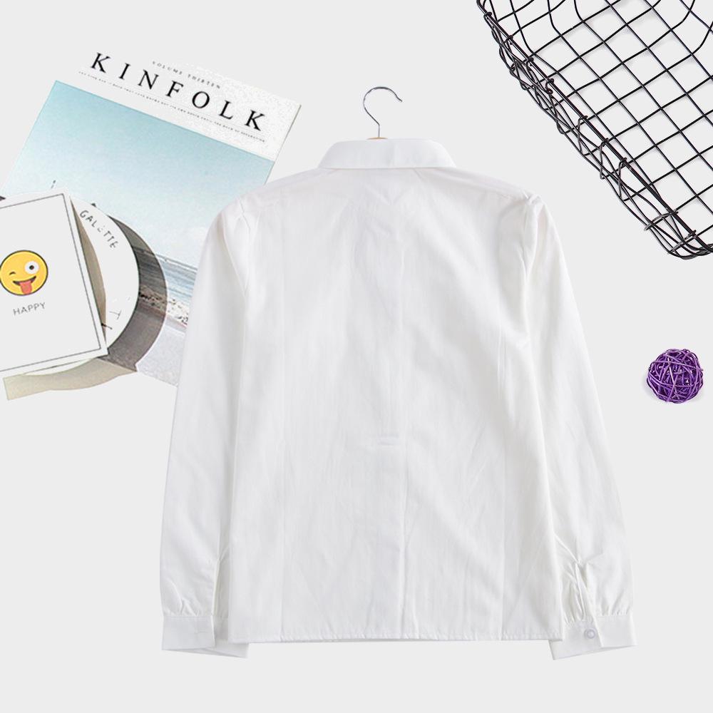 Japanisches JK-Schuluniform-Langarmhemd, weiß, mit spitzem und eckigem Kragen, blickdicht