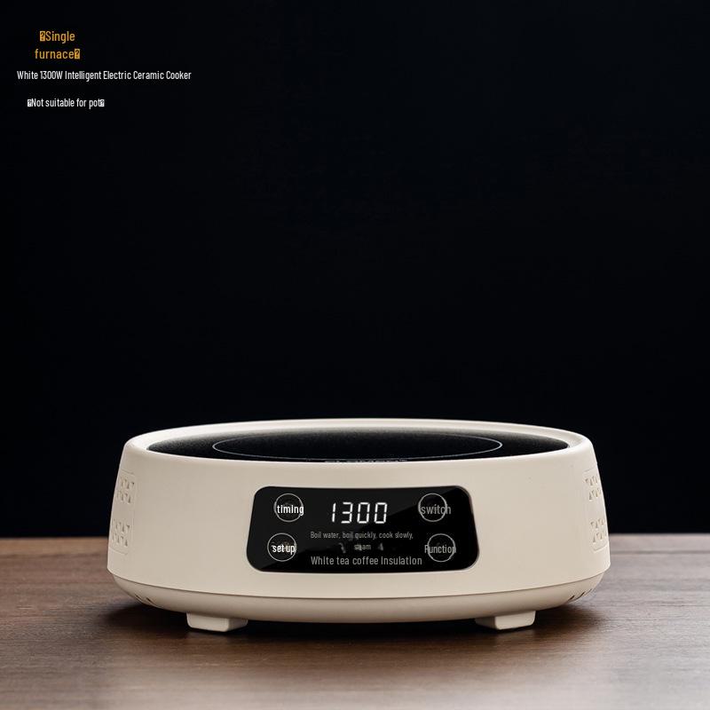 2024 Electric Ceramic Tea Maker and Glass Kettle Set - High Temperature Resistant for Steaming and Boiling, Integrated White Tea Set.